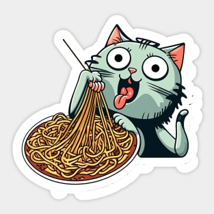 Cat eating spaghetti meme Sticker